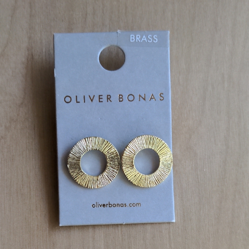 Gold Textured Hoop Earrings by